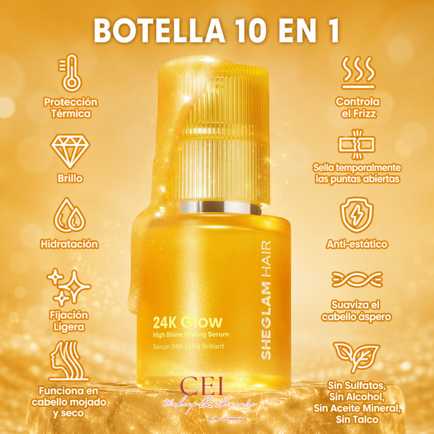 ✨ SHEGLAM 24K Glow – Sérum de Alto Brillo