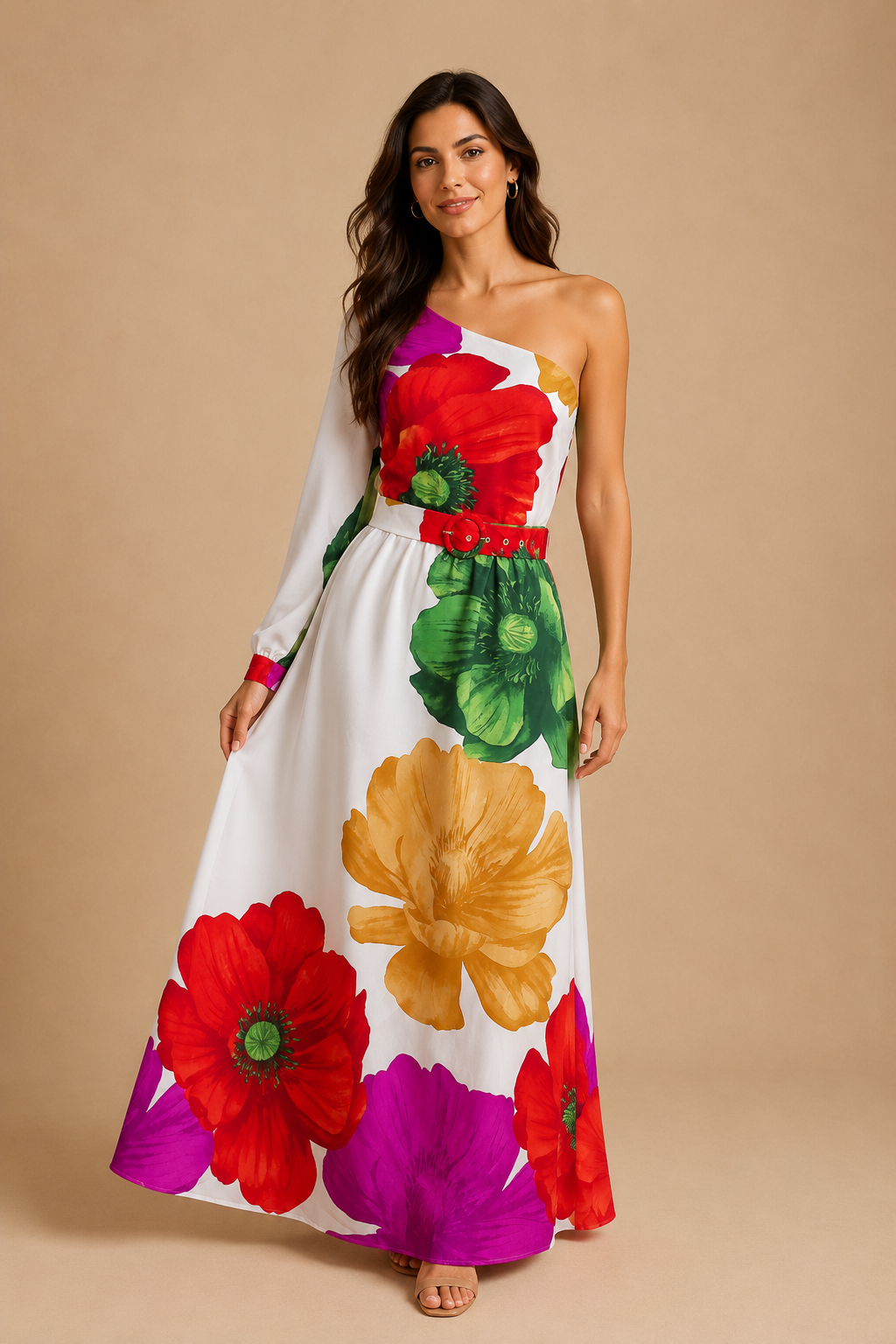 VESTIDO BLANCO DE FLORES DE COLORES