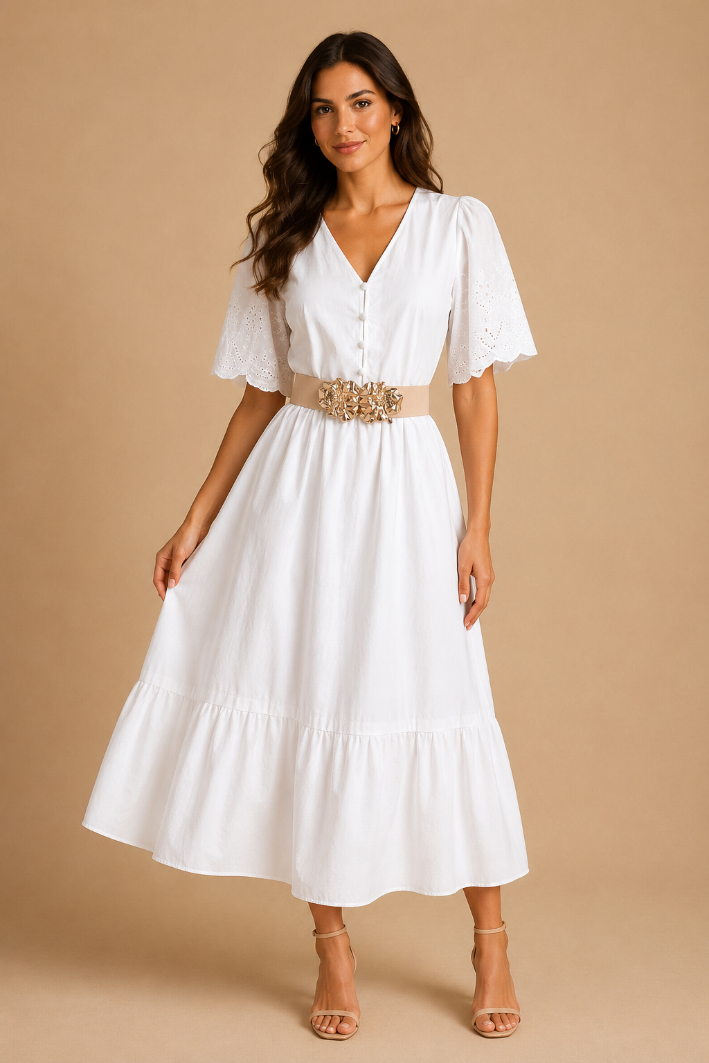 VESTIDOS BLANCOS DE MANGAS BORDADAS