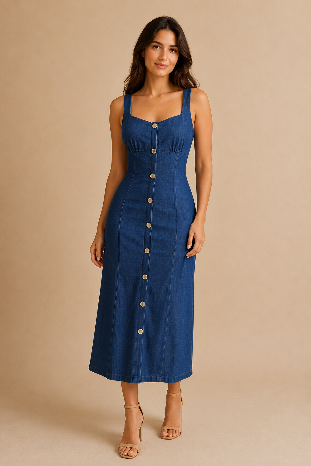 VESTIDO ESTILO JEANS DE TIRANTES Y BOTONES