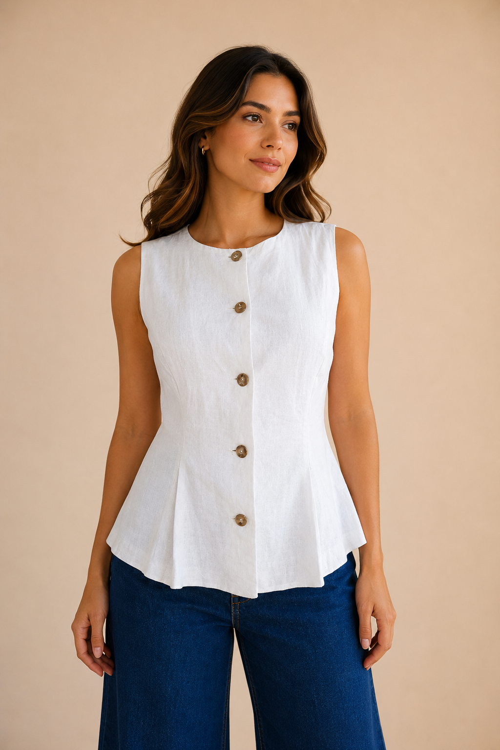 CAMISA DE BOTONES SIN MANGAS
