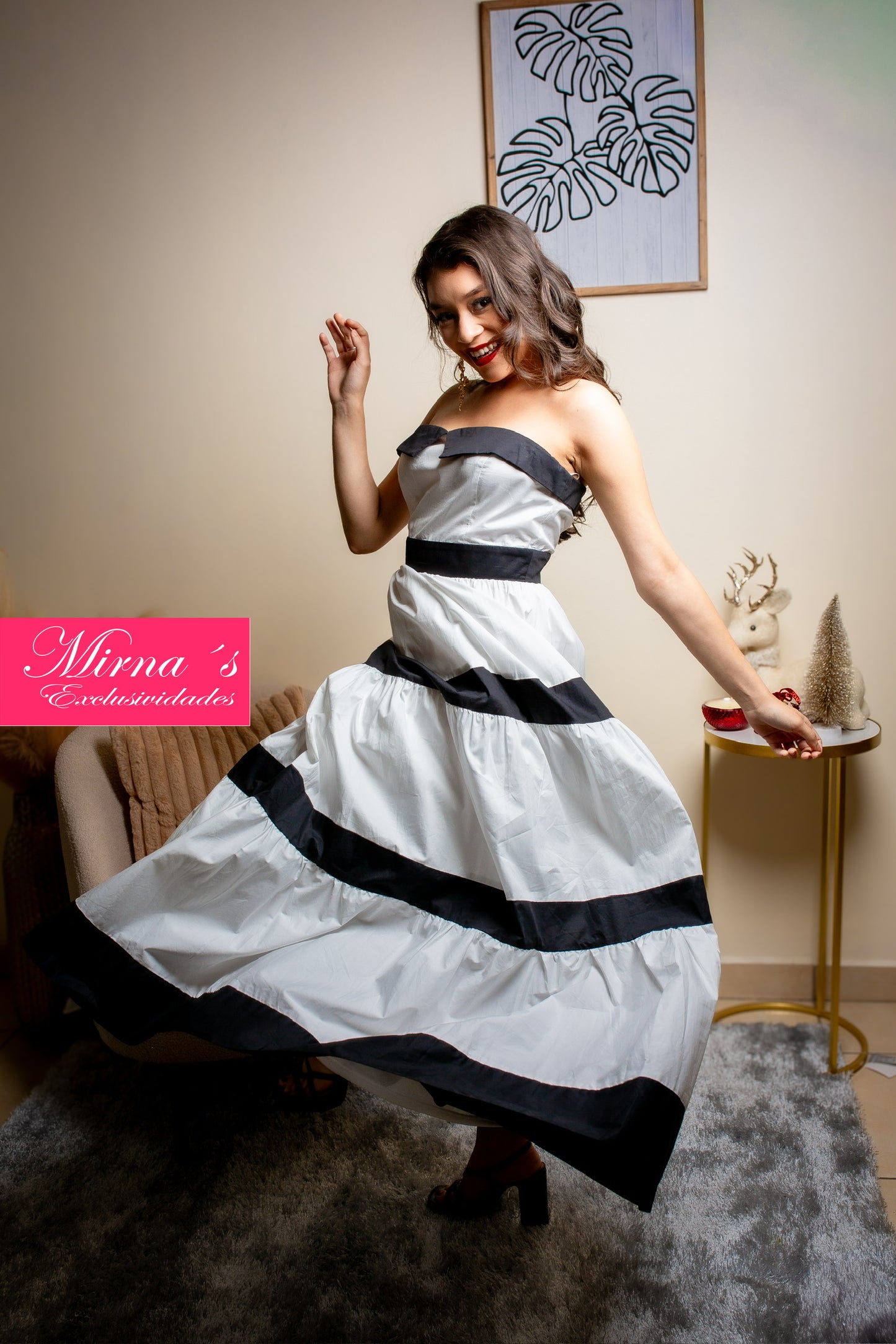 Vestido largo strapless