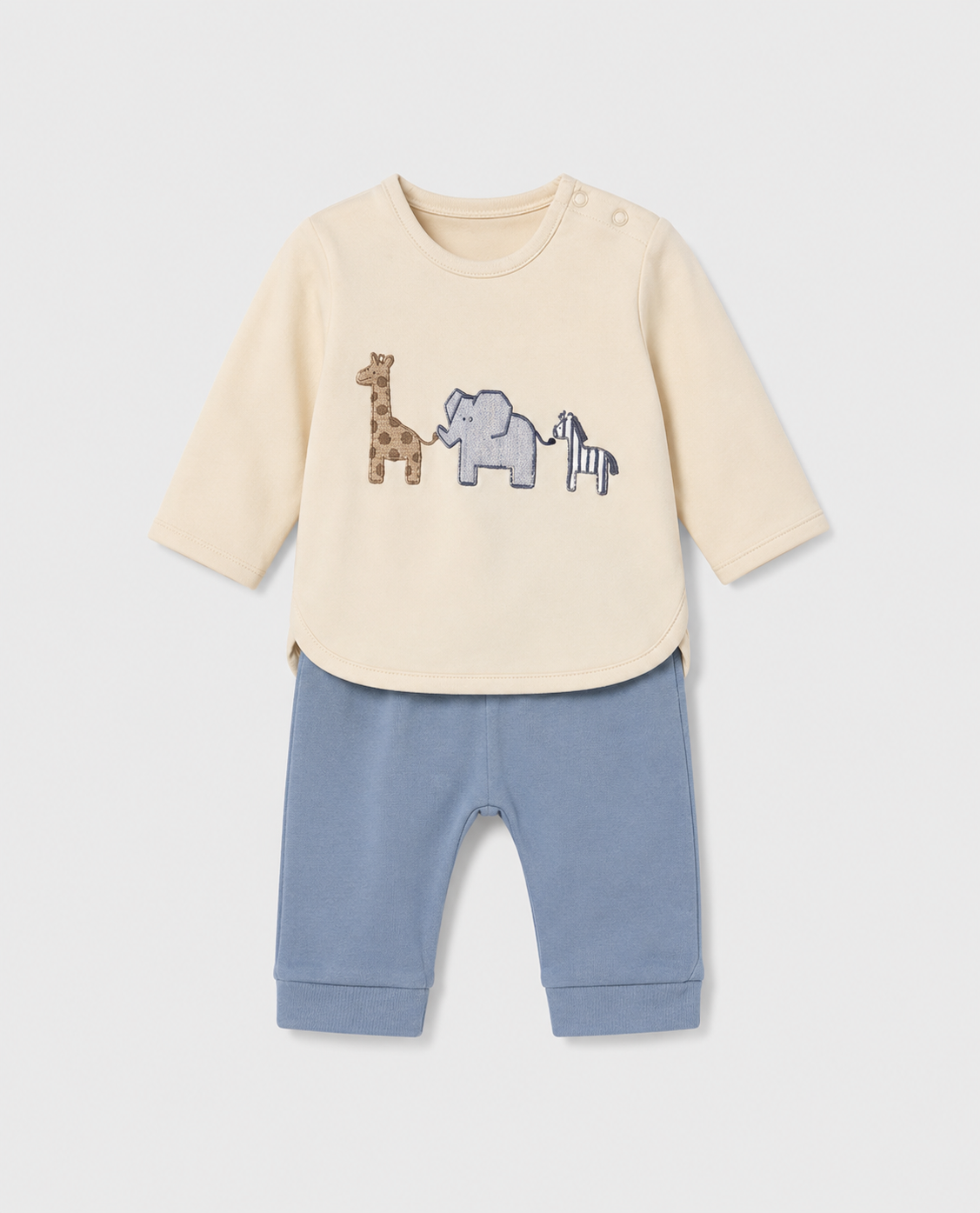 Conjunto camisa manga larga y pantalón azule