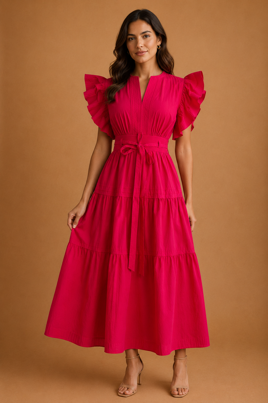 VESTIDO ROJO DE Mangas