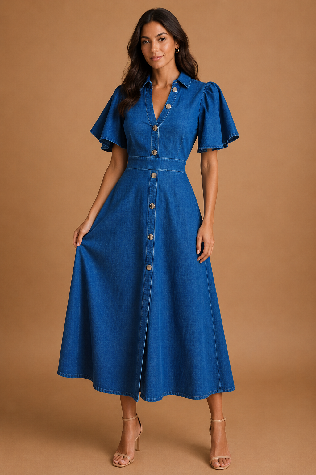 VESTIDO JEANS DE BOTONES Y MANGAS ANCHAS