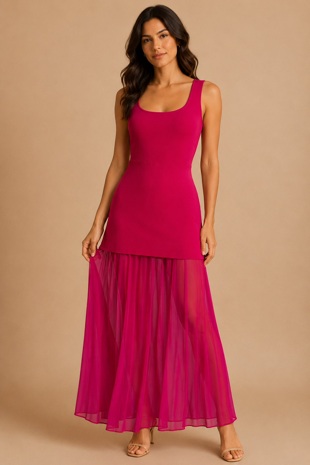 Vestido ajustado con delicado detalle plisado