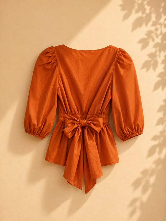 CAMISA CON CINTA EN LA CINTURA MANGAS 3/4