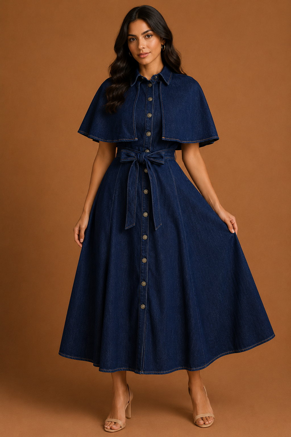 VESTIDO JEANS CON CAPITA CORTA