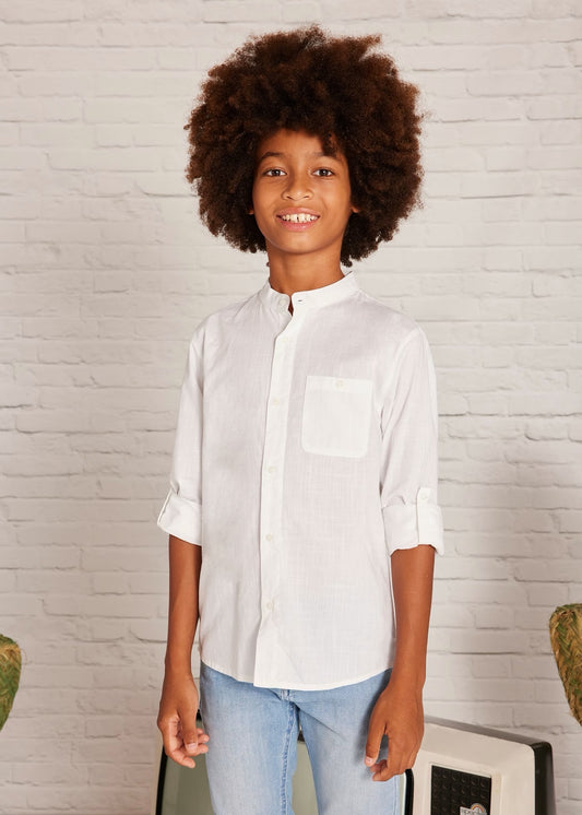Camisa de botones con cuello chino