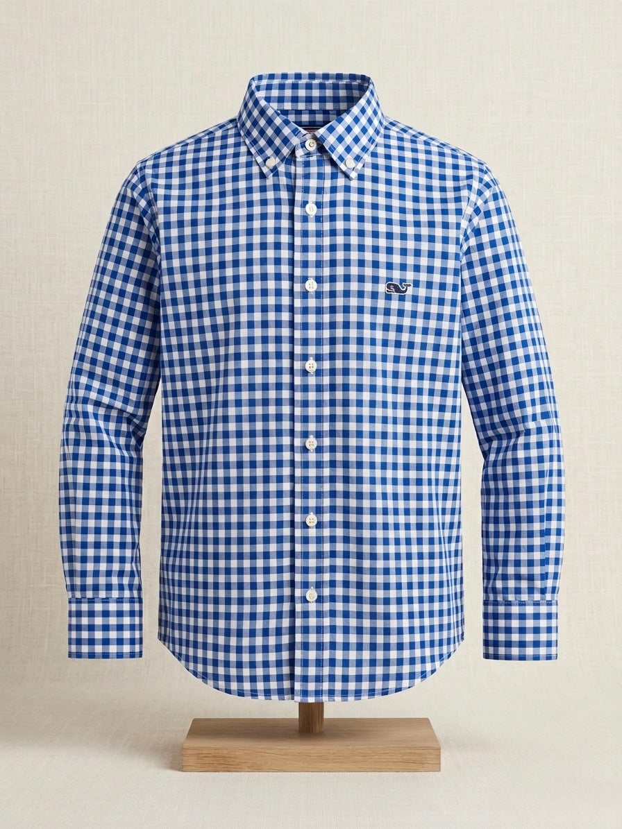 Camisa de botones manga larga cuadros