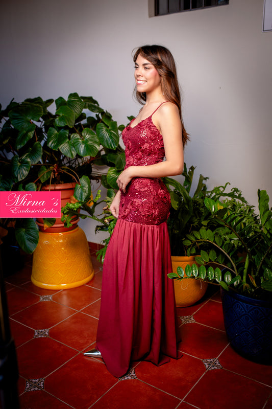 Vestido Burgundy Largo