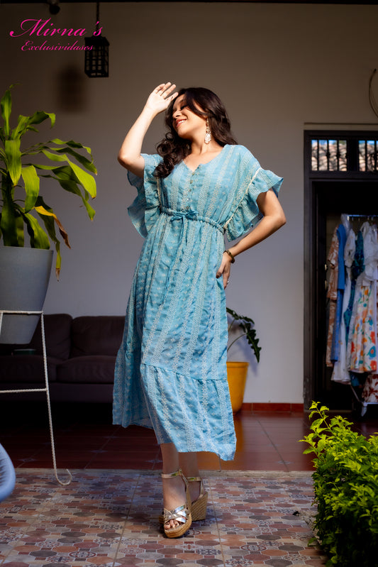 Vestido Midi Celeste Serena