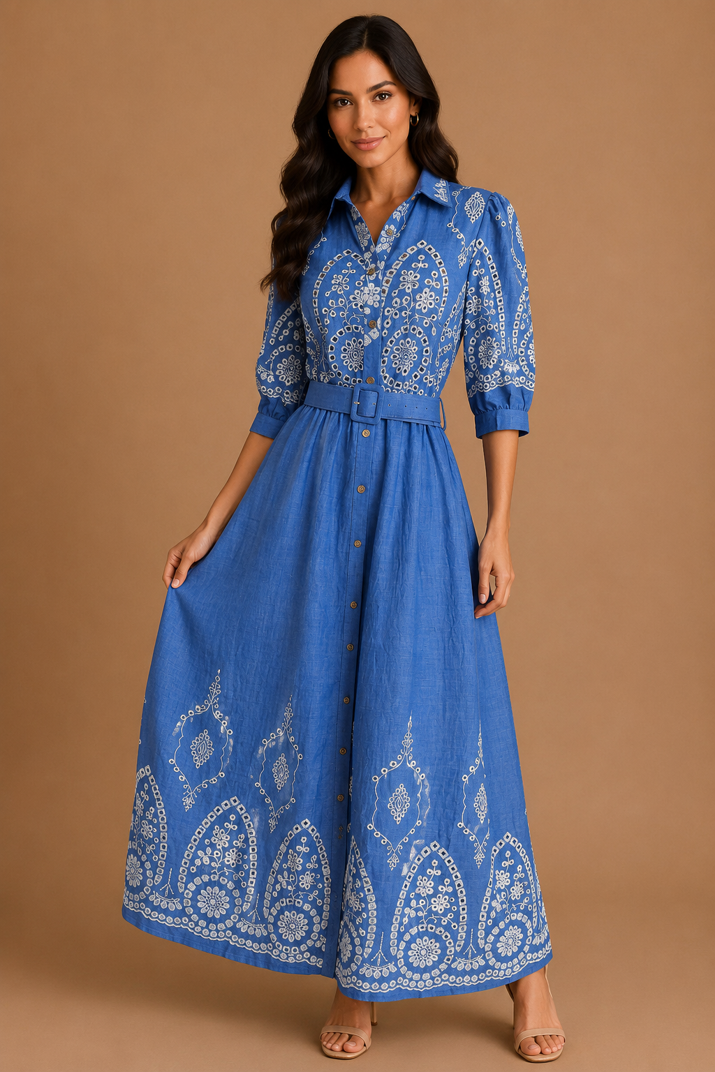 VESTIDO ESTILO JEANS SIN BORDADO BLANCO