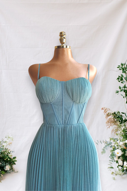 VESTIDO AQUA DE TIRANTES TIPO CORSET