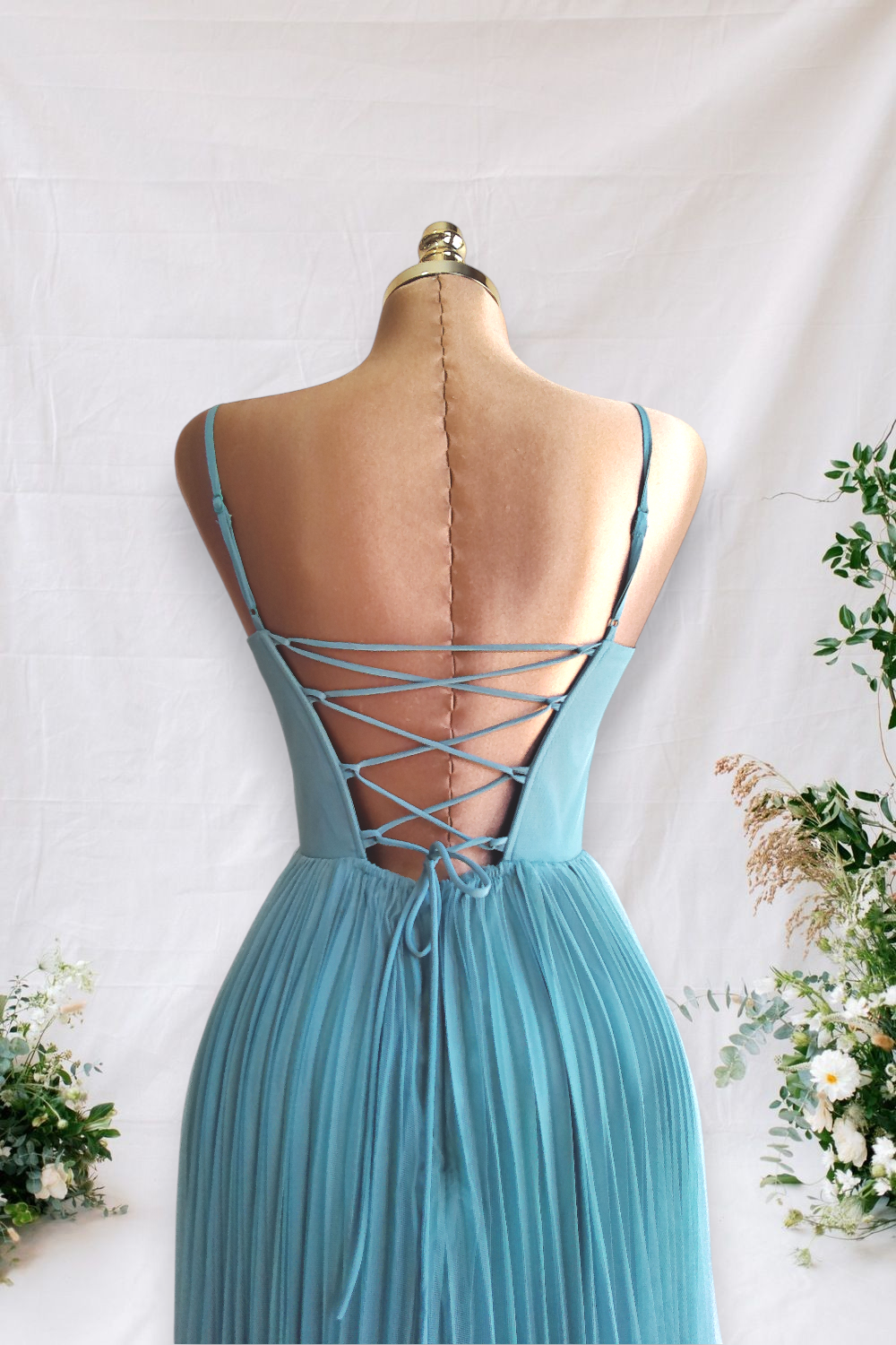 VESTIDO AQUA DE TIRANTES TIPO CORSET