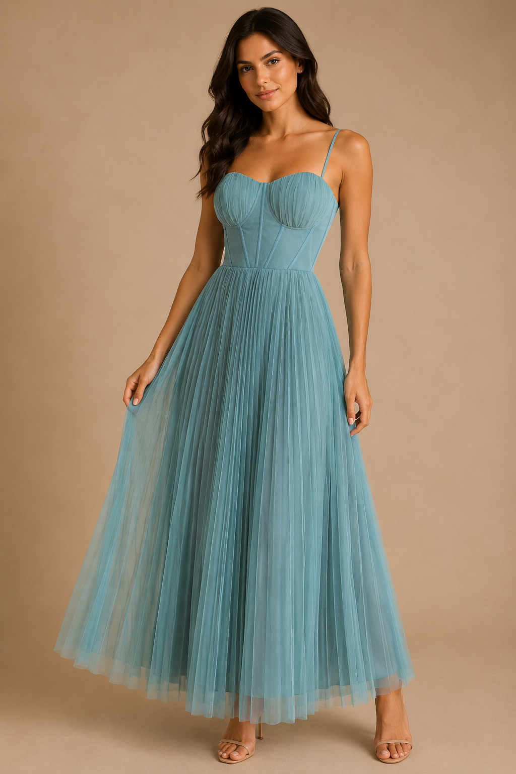 VESTIDO AQUA DE TIRANTES TIPO CORSET