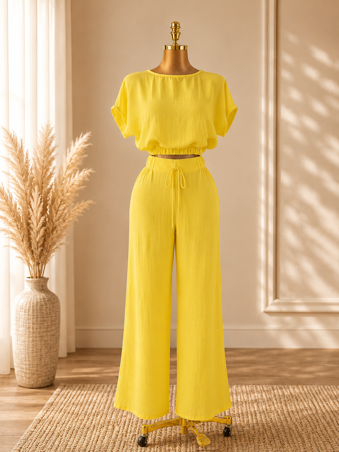 TRAJE AMARILLO DE CAMISA NOMAL CON ELASTICO EN LA CINTURA