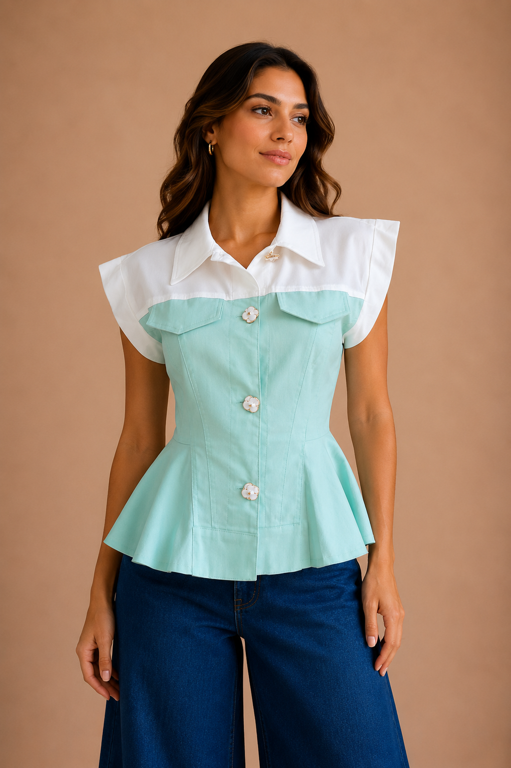 CAMISA DE BOTONES DE DOS COLRES