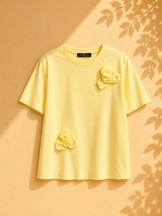 CAMISA AMARILLA DE DOS 2 FLORES DEL MISMO COLOR