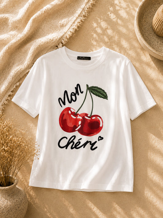 CAMISA DE CEREZA LETRAS MON CHERI