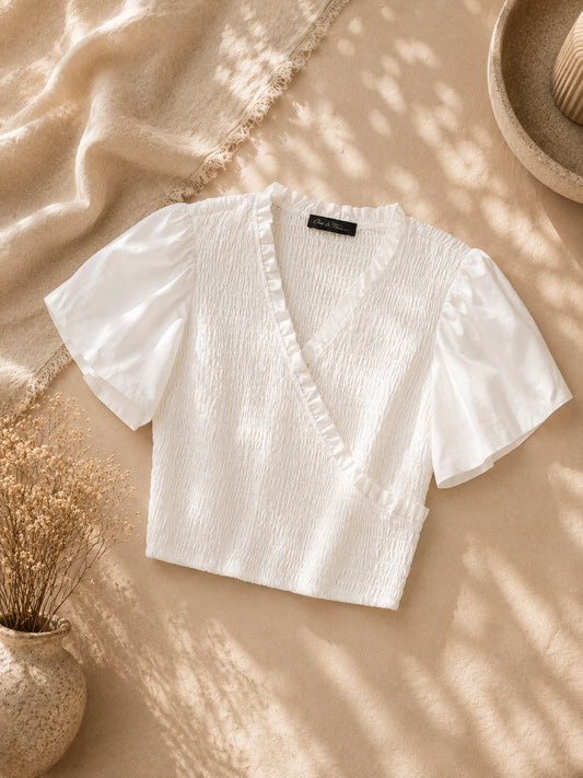 CAMISA BLANCA DE ELASTICO CORTA