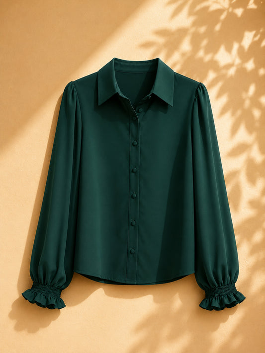 CAMISA VERDE OSCURO DE BOTONES MANGA LARGA