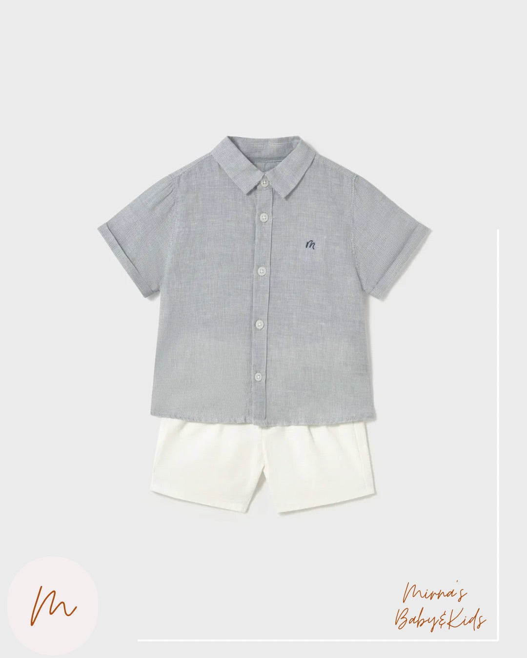 Conjunto de 2pcs camisa de botones y short de lino