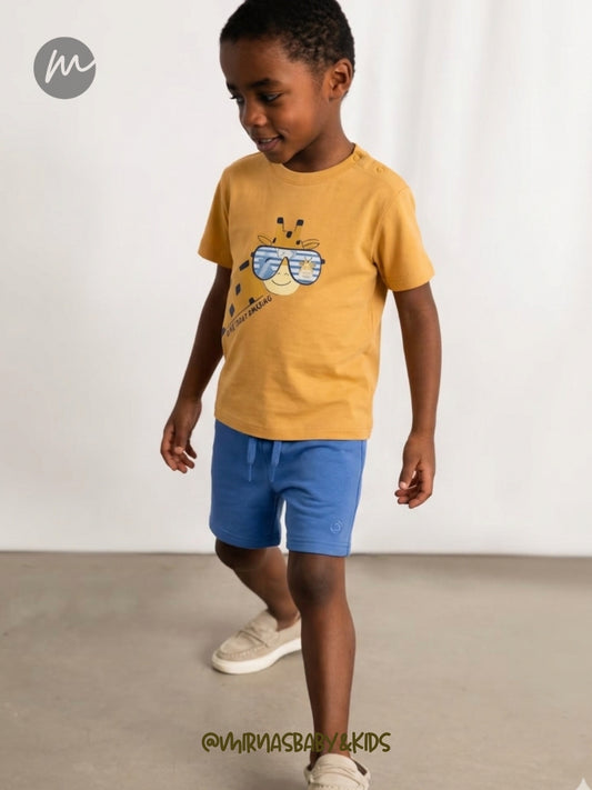 conjunto de short, camisa interactiva jirafa bebé