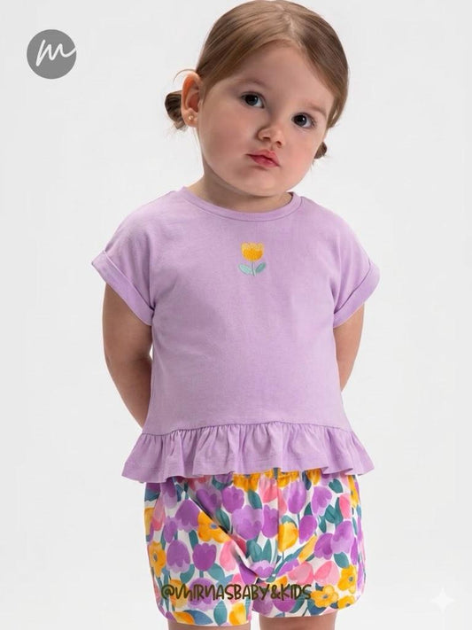 Conjunto de short de flores
