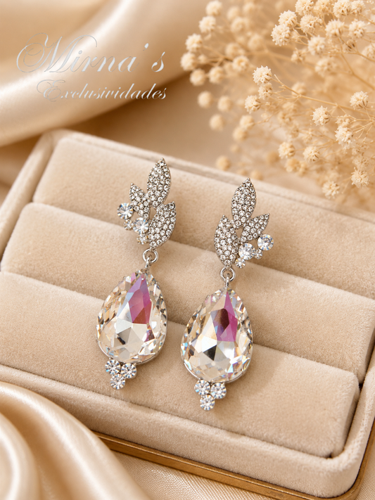 Aretes plateados con cristal