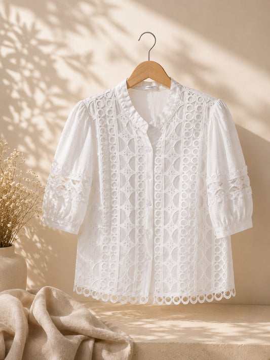 camisa bordada blanca