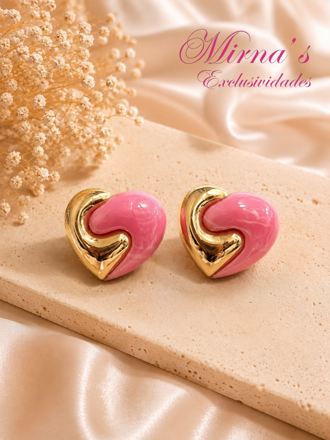 Aretes Corazón rosa