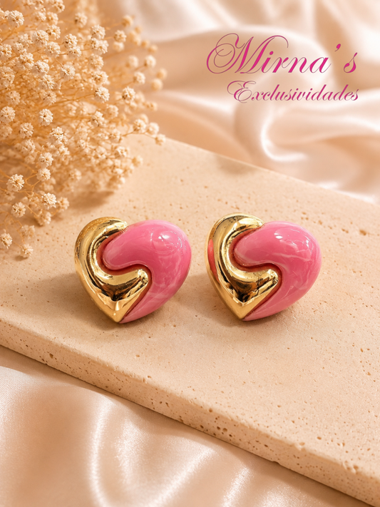 Aretes Corazón rosa