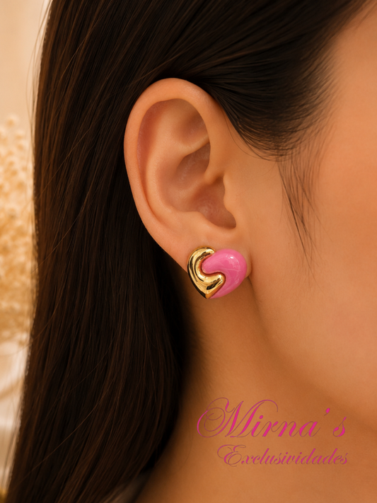 Aretes Corazón rosa