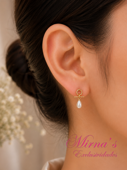 Aretes dorados con perla (ENCHAPE DE ORO)