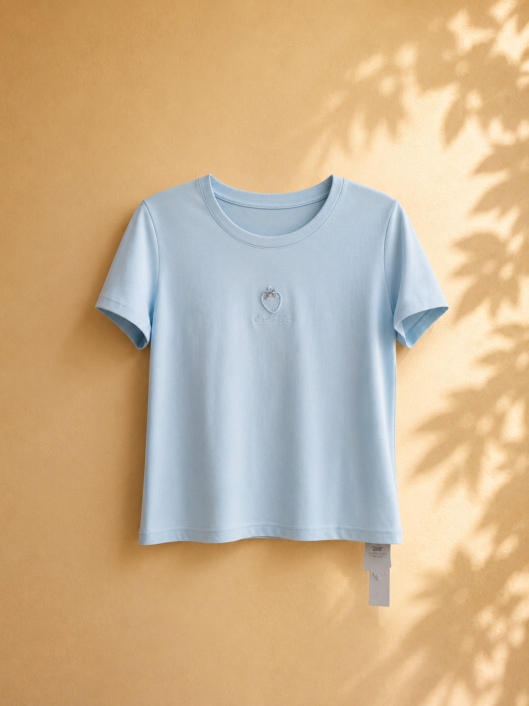 CAMISA CELESTE DE FRESA BORDADA PEQUEÑA