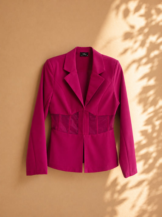 SACO FUCSIA CON TRANSPARECIA EN LA CINTURA