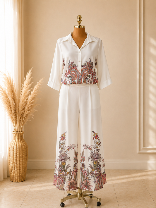 TRAJE BLANCO HUESO CON DISEÑO DE MANDALAS