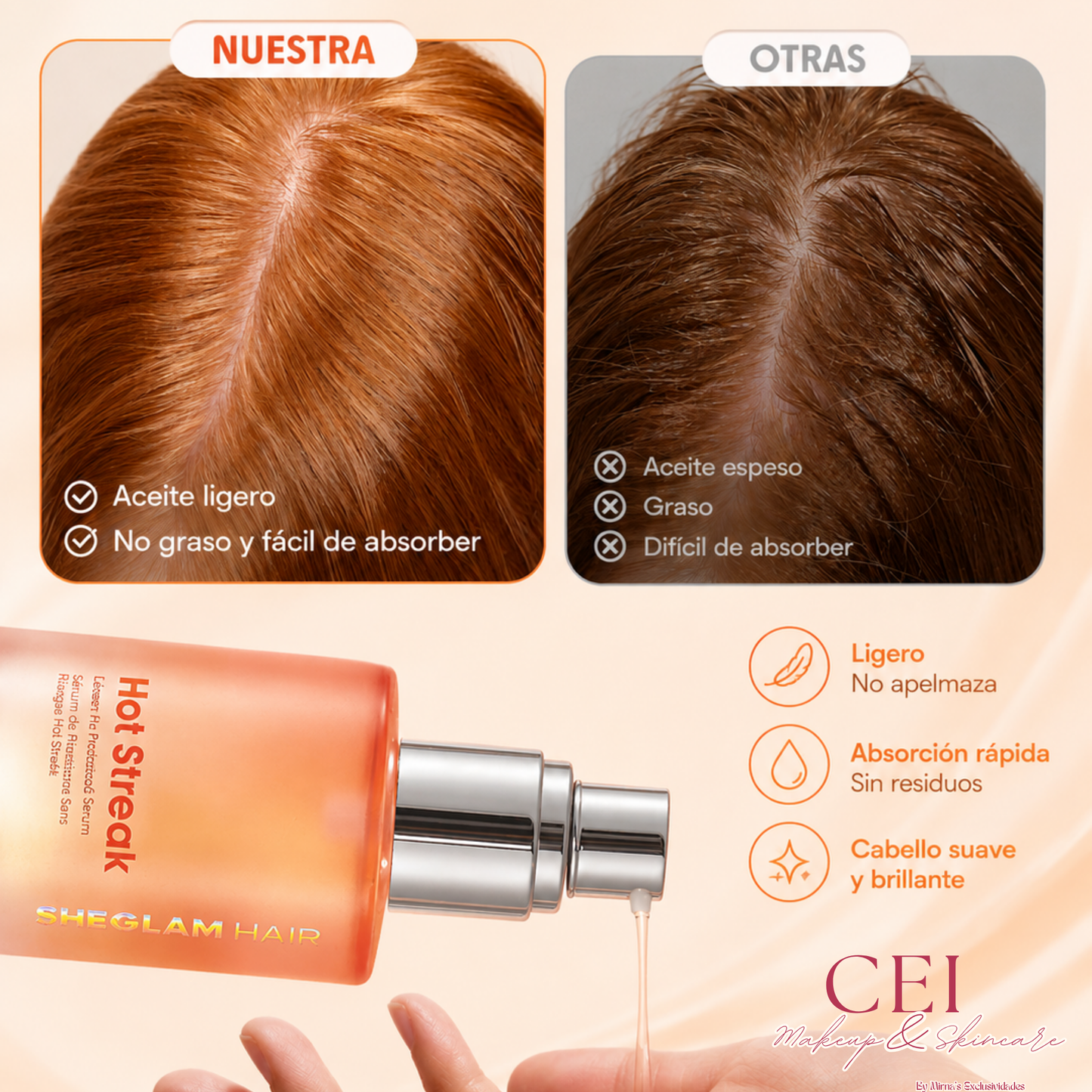 Sérum Protector de Calor y Brillo -Sheglam