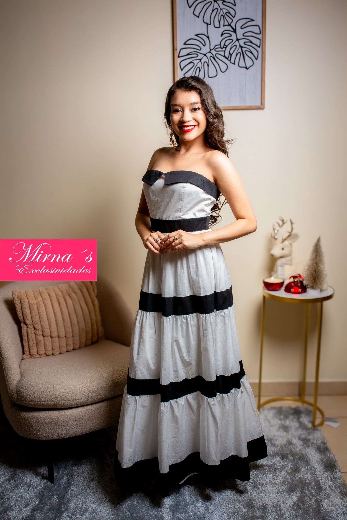 Vestido largo strapless