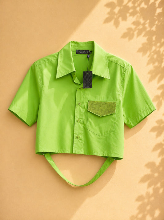 CAMISA DE BOTONES CORTA COLOR VERDE