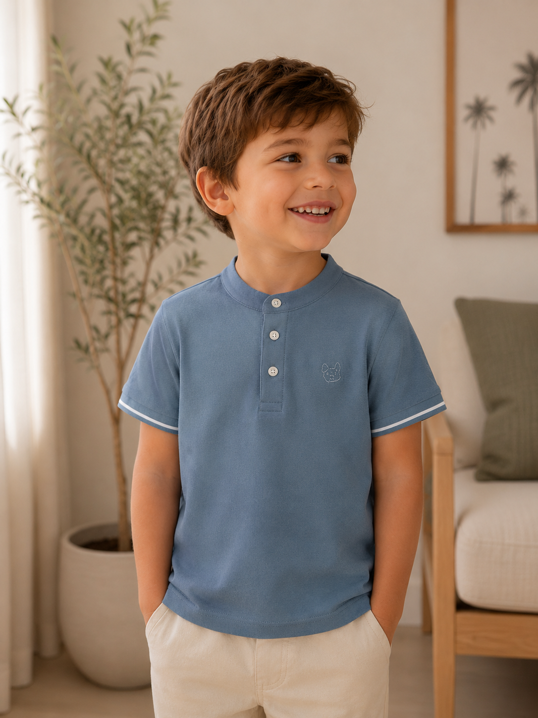 Camisa de cuello chino