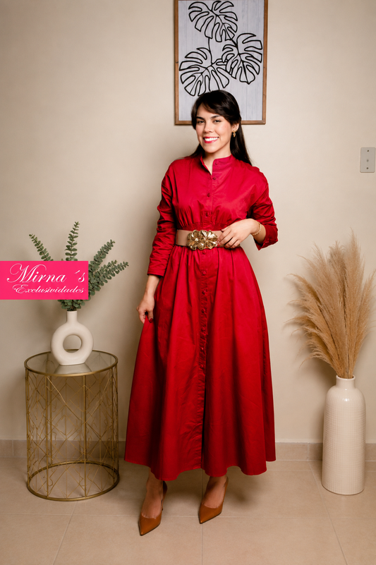 VESTIDO DE MANGA LARGA ROJO