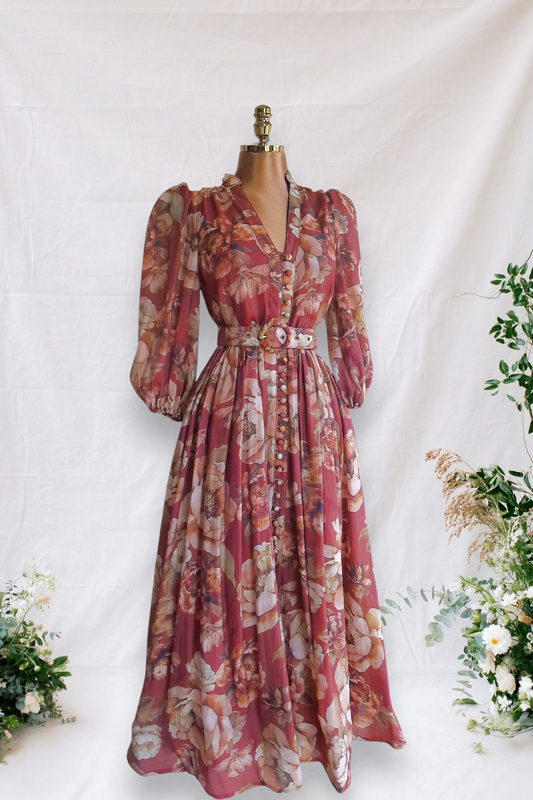 VESTIDO CAFÉ DE FLORES