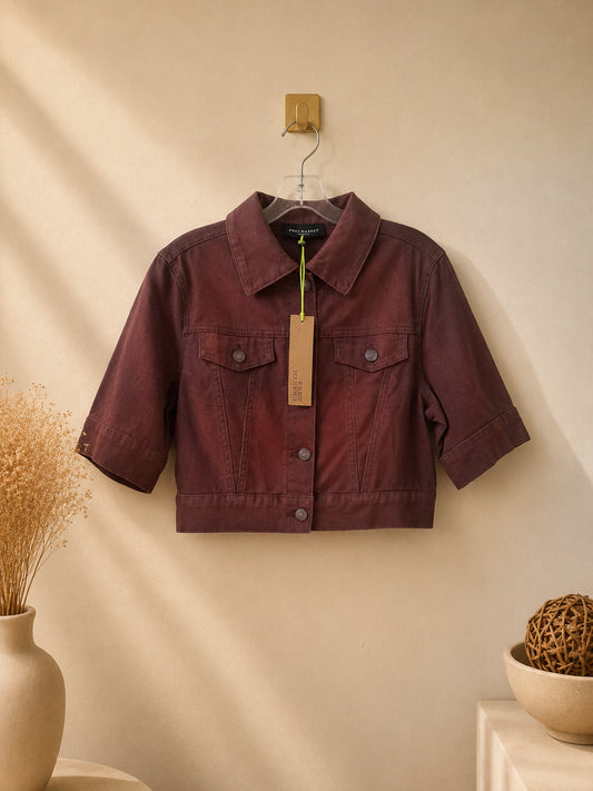 CAMISA JEANS COLOR CAFÉ OSCURO CORTA DE BOTONES