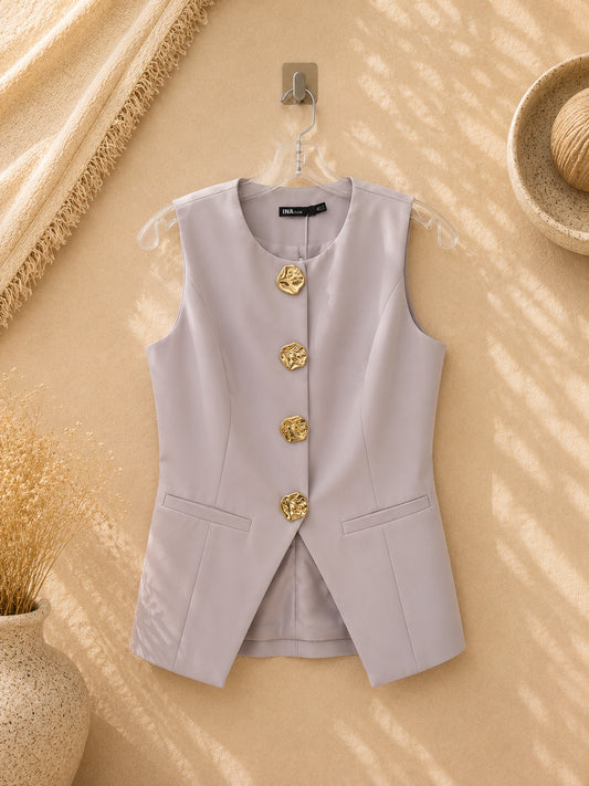 camisa negra sin mangas formal