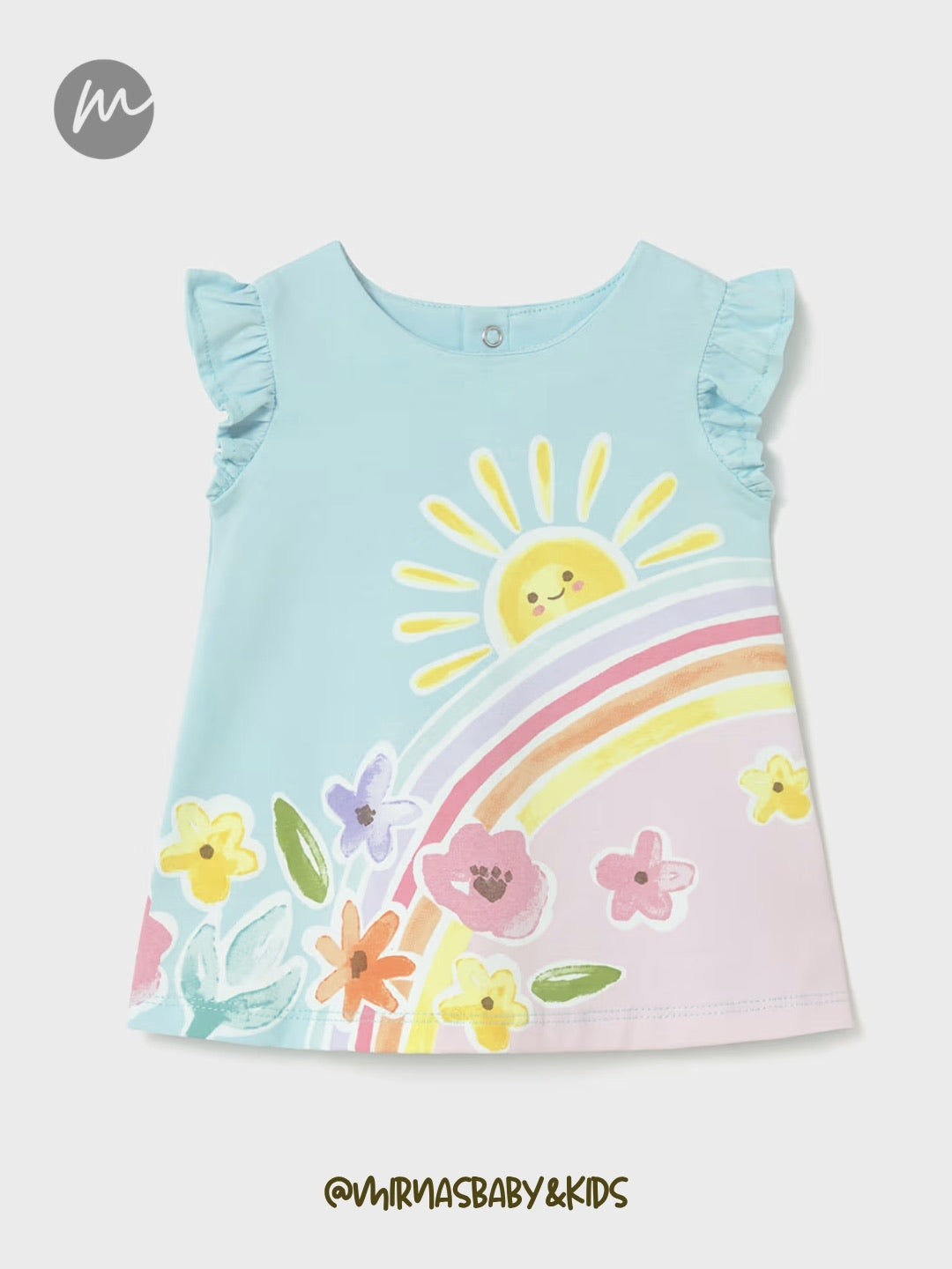 Vestido de arcoiris y flores