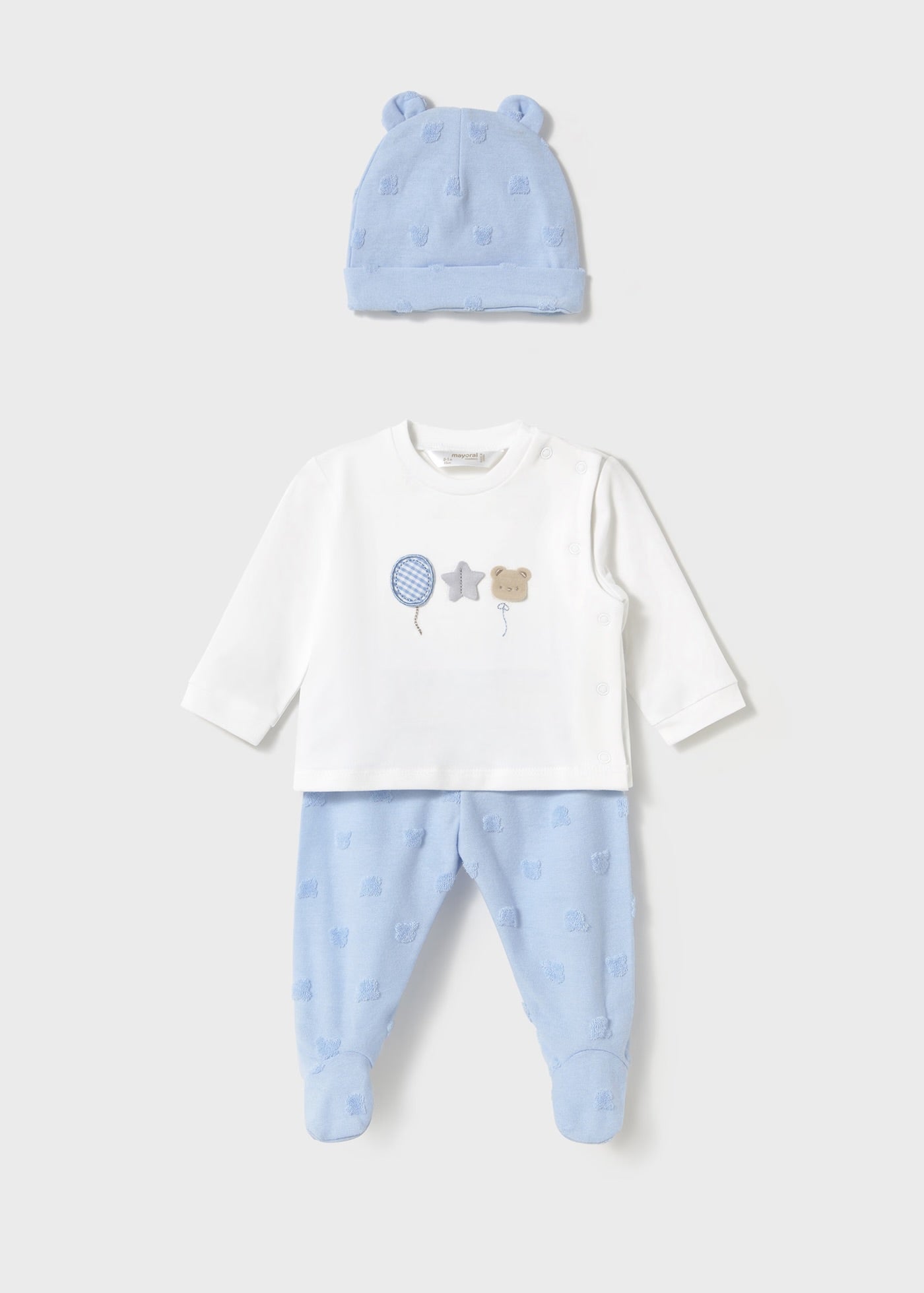 Conjunto 3 piezas camisa, pantalón y gorro Azul