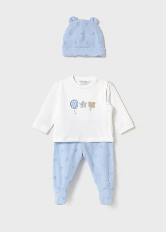 Conjunto 3 piezas camisa, pantalón y gorro Azul