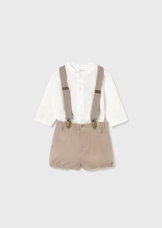 Conjunto bautismo beige de tirante